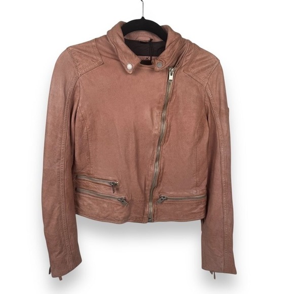 Mauritius Pink Fringe Lamb Leather Jacket Womens Size 6 Western Boho Coat NEW - Picture 2 of 16